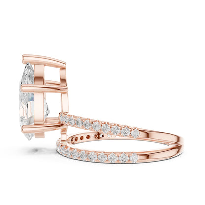Pear Lab Grown Diamond Pave Engagement Ring