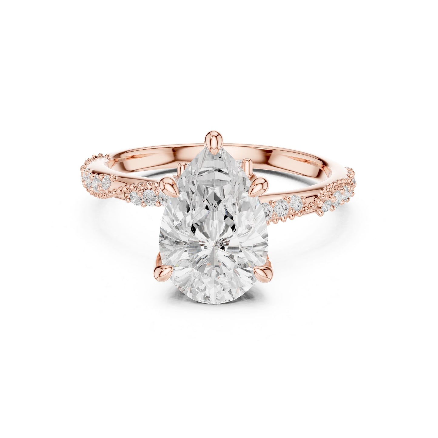 Pear Lab Grown Diamond Pave Engagement Ring