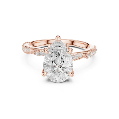 Pear Lab Grown Diamond Pave Engagement Ring