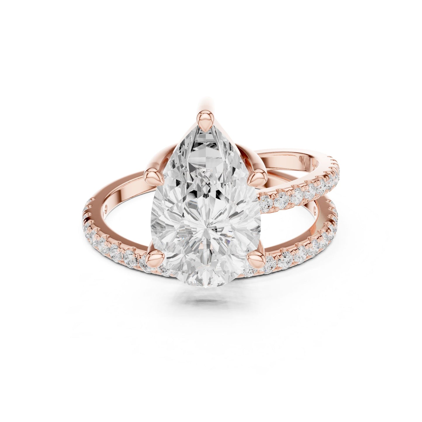 Pear Lab Grown Diamond Pave Engagement Ring