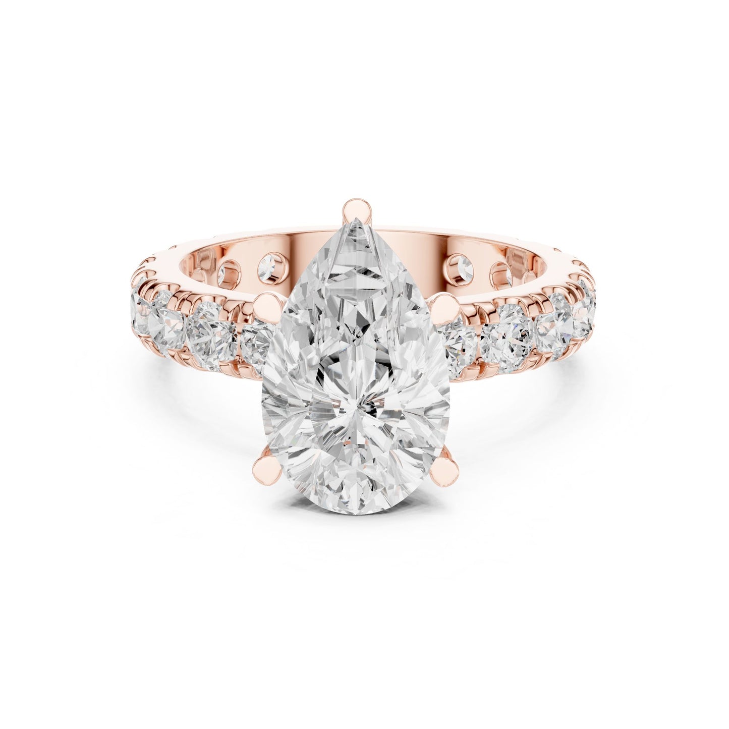 Pear Lab Grown Diamond Pave Engagement Ring