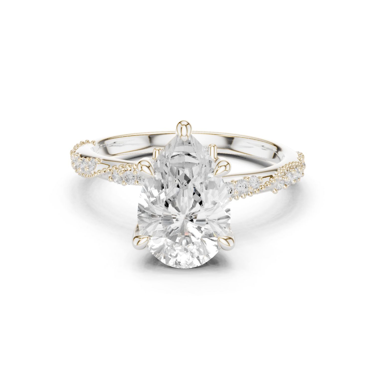 Pear Lab Grown Diamond Pave Engagement Ring