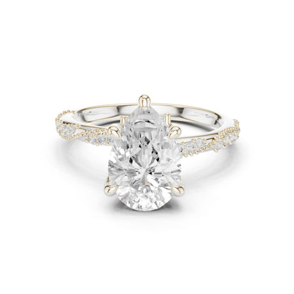 Pear Lab Grown Diamond Pave Engagement Ring