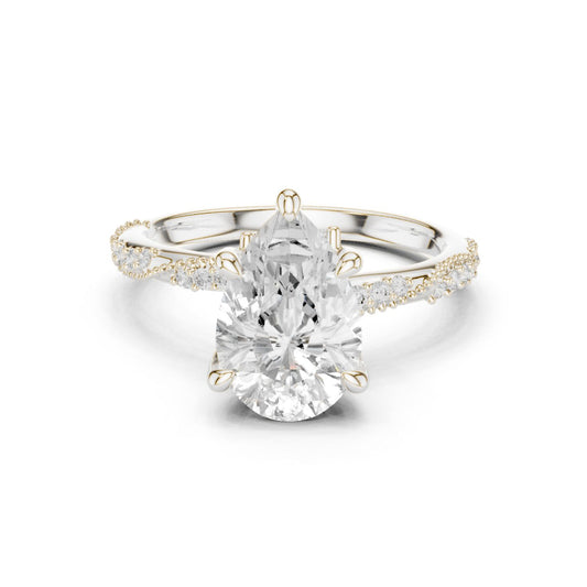 Pear Lab Grown Diamond Pave Engagement Ring
