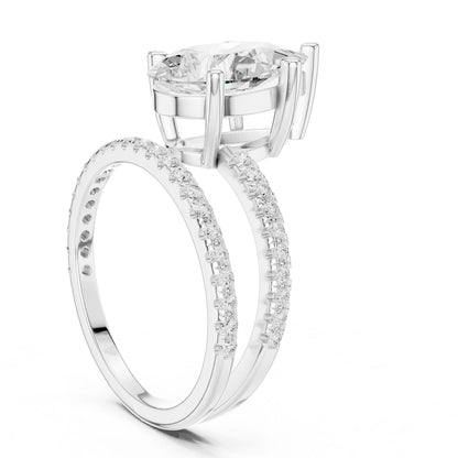 Pear Lab Grown Diamond Pave Engagement Ring