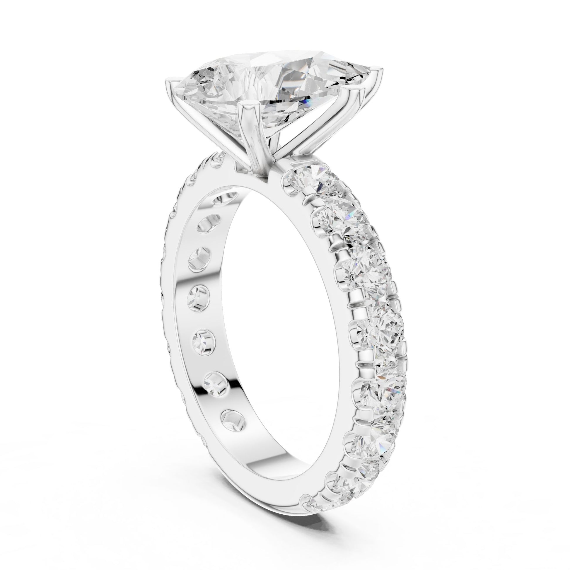 Pear Lab Grown Diamond Pave Engagement Ring
