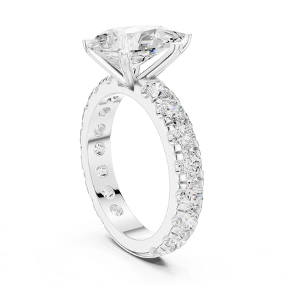 Pear Lab Grown Diamond Pave Engagement Ring