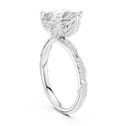 Pear Lab Grown Diamond Pave Engagement Ring