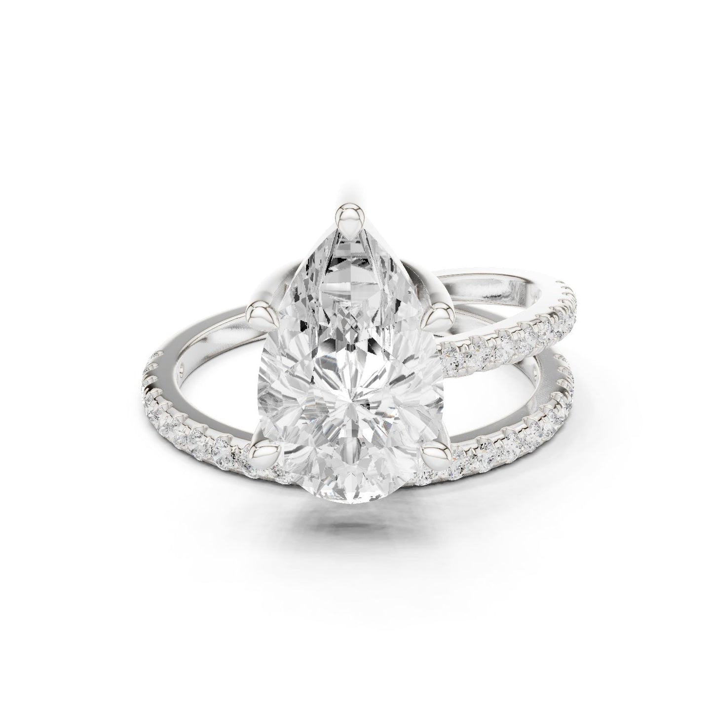 Pear Lab Grown Diamond Pave Engagement Ring
