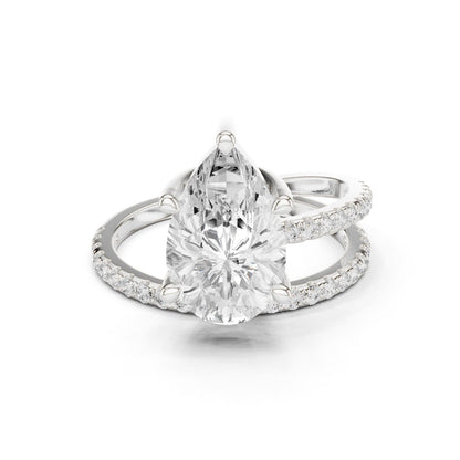 Pear Lab Grown Diamond Pave Engagement Ring