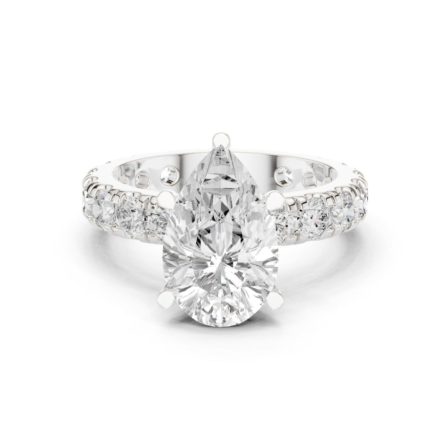 Pear Lab Grown Diamond Pave Engagement Ring