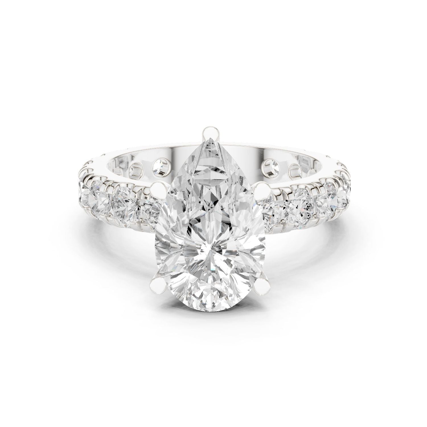 Pear Lab Grown Diamond Pave Engagement Ring
