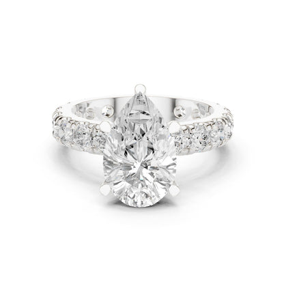 Pear Lab Grown Diamond Pave Engagement Ring