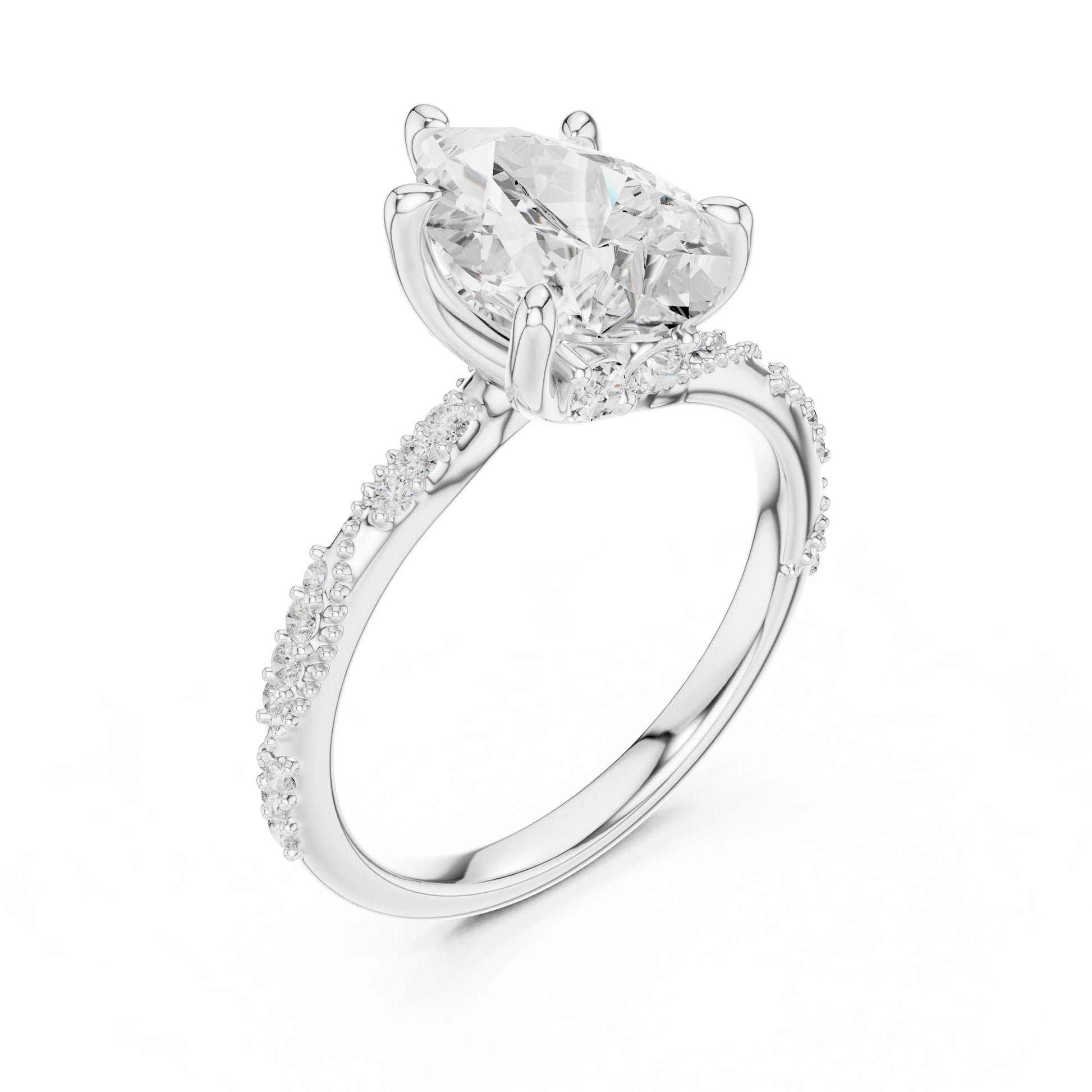 Pear Lab Grown Diamond Pave Engagement Ring