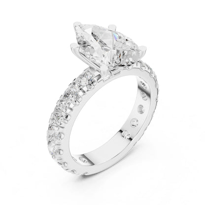 Pear Lab Grown Diamond Pave Engagement Ring