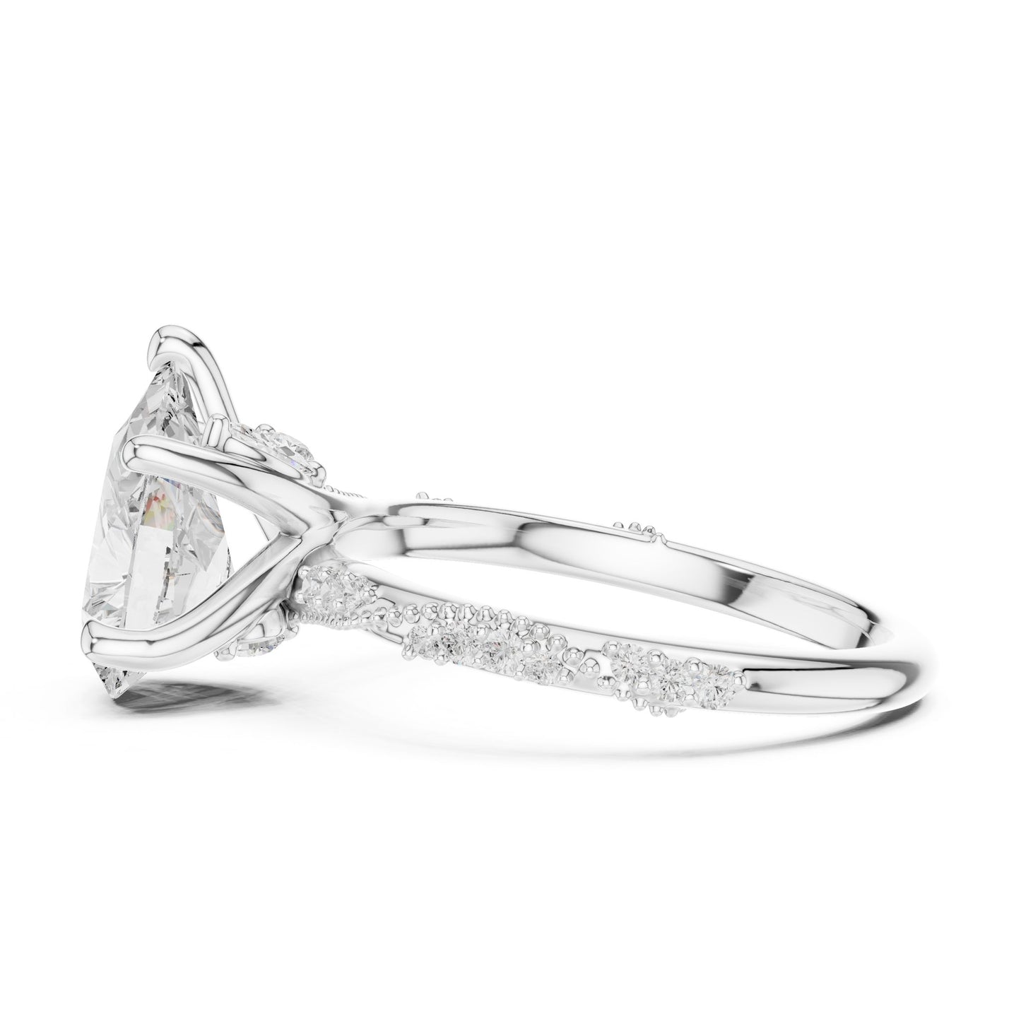 Pear Lab Grown Diamond Pave Engagement Ring