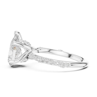 Pear Lab Grown Diamond Pave Engagement Ring