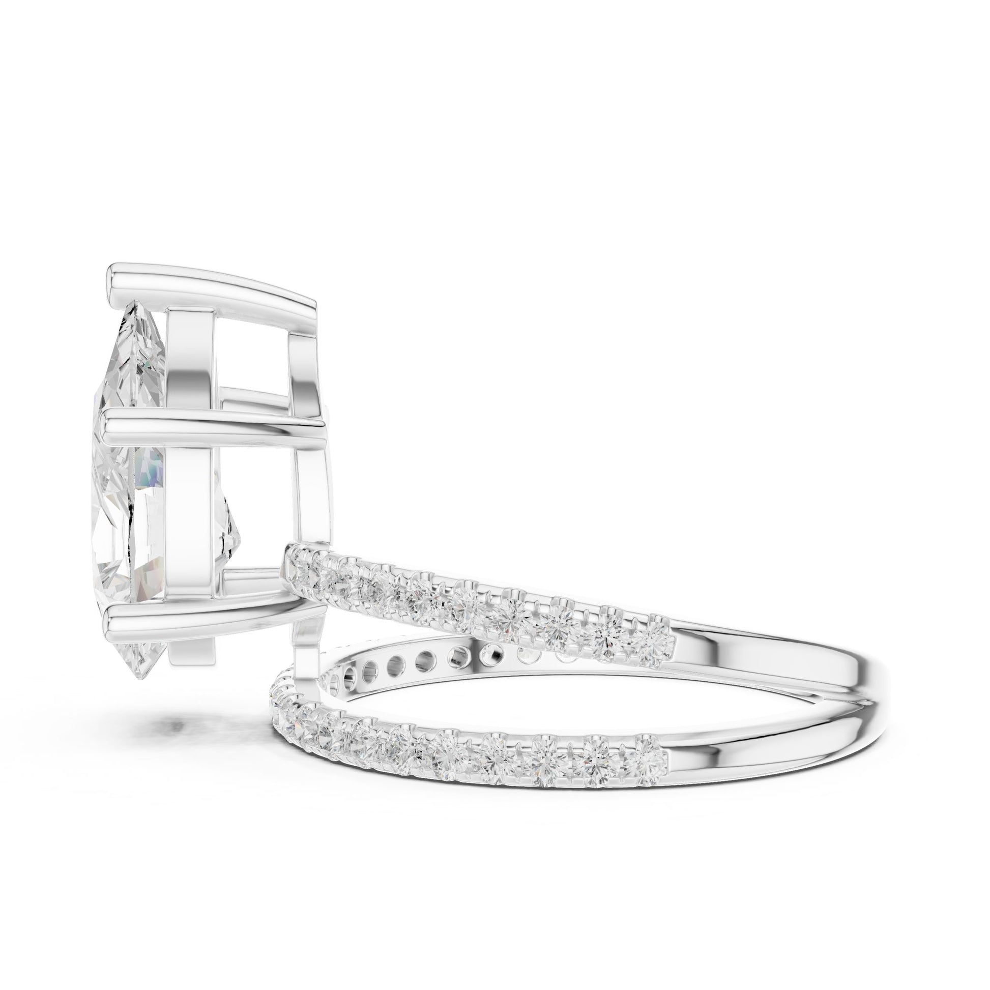 Pear Lab Grown Diamond Pave Engagement Ring