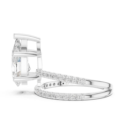 Pear Lab Grown Diamond Pave Engagement Ring