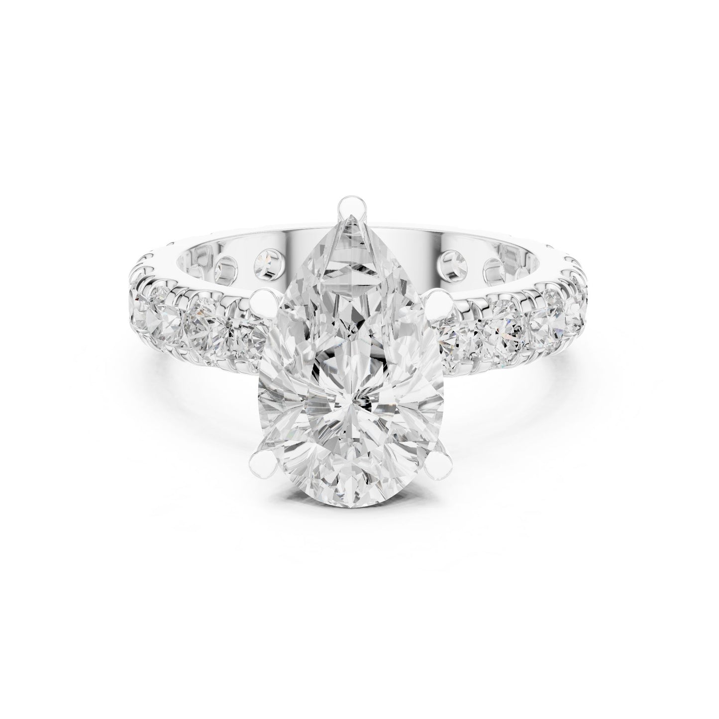 Pear Lab Grown Diamond Pave Engagement Ring