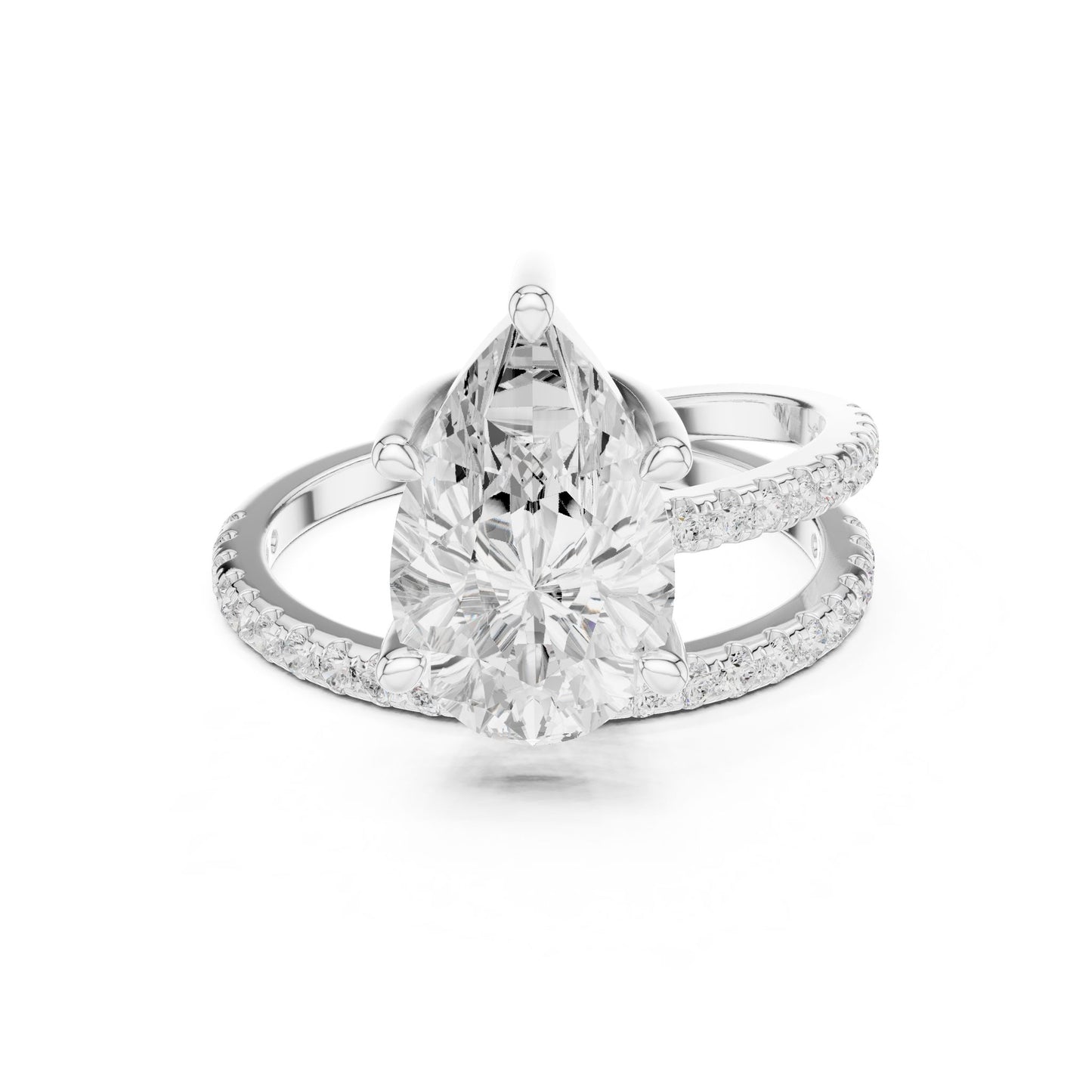 Pear Lab Grown Diamond Pave Engagement Ring