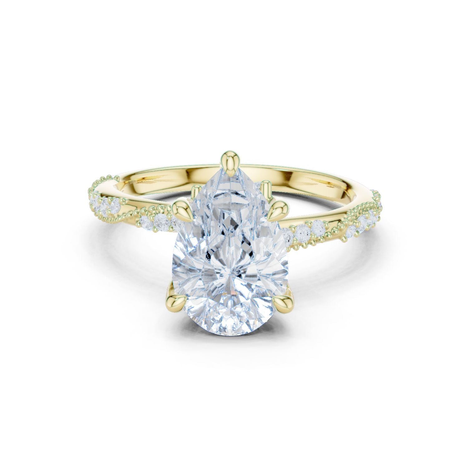 Pear Lab Grown Diamond Pave Engagement Ring
