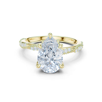 Pear Lab Grown Diamond Pave Engagement Ring