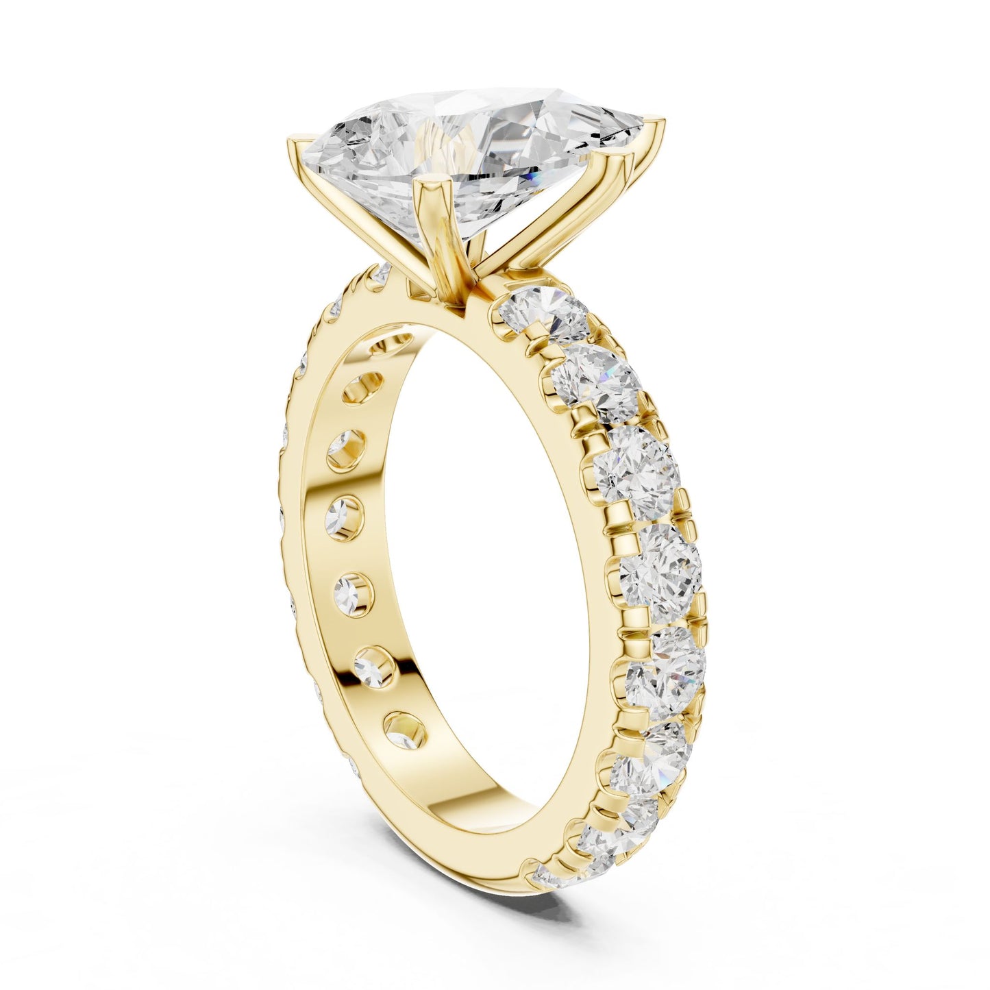 Pear Lab Grown Diamond Pave Engagement Ring