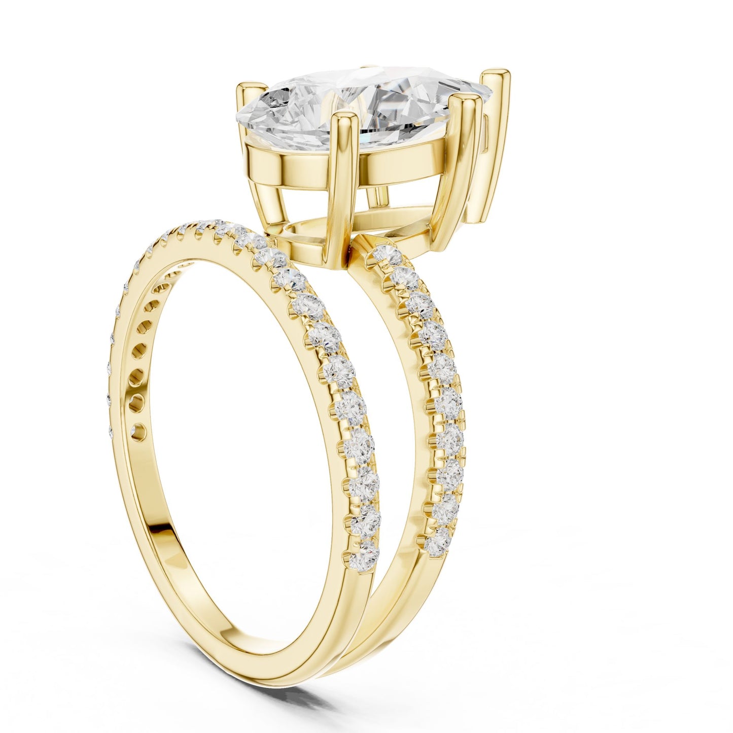 Pear Lab Grown Diamond Pave Engagement Ring