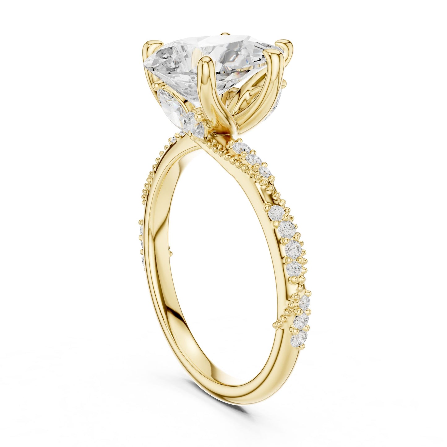 Pear Lab Grown Diamond Pave Engagement Ring