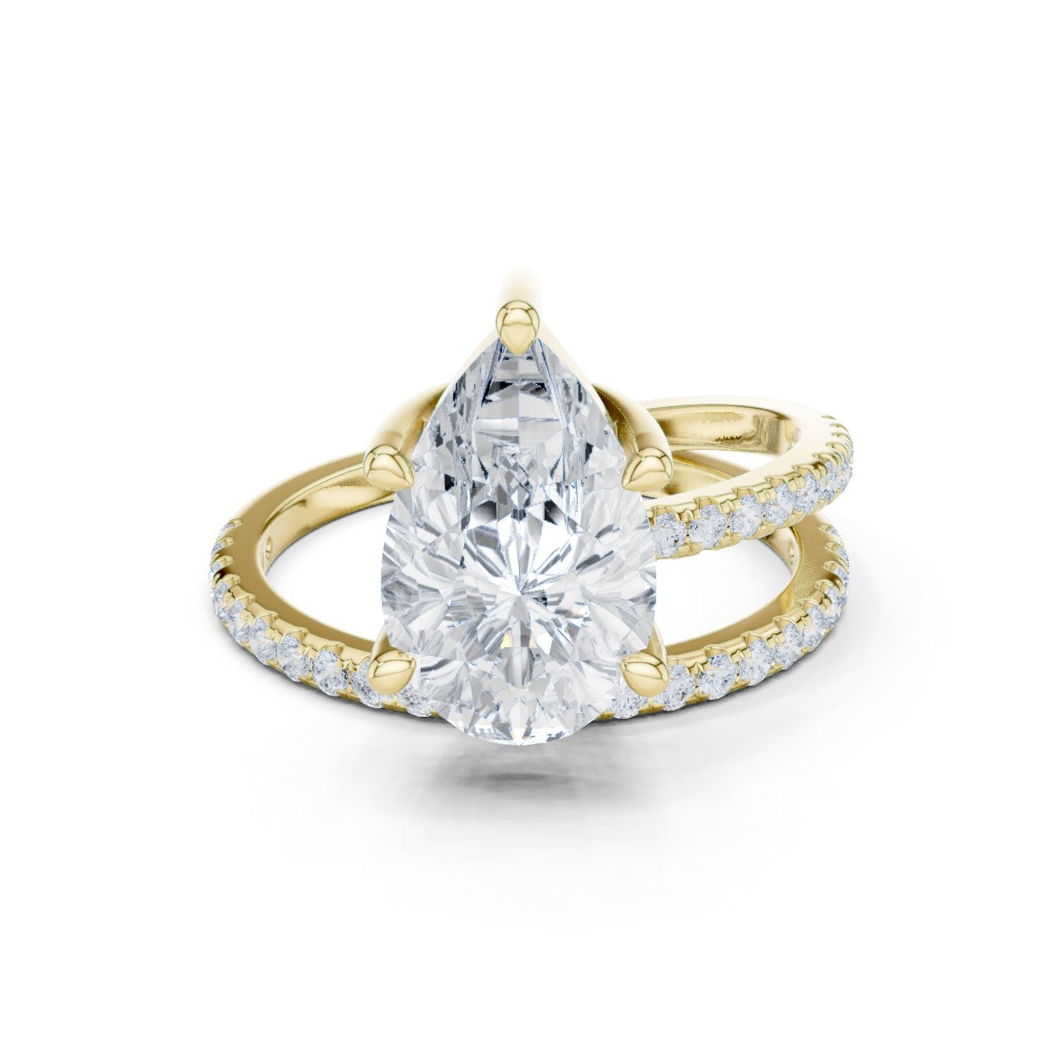 Pear Lab Grown Diamond Pave Engagement Ring