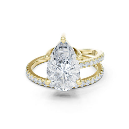 Pear Lab Grown Diamond Pave Engagement Ring