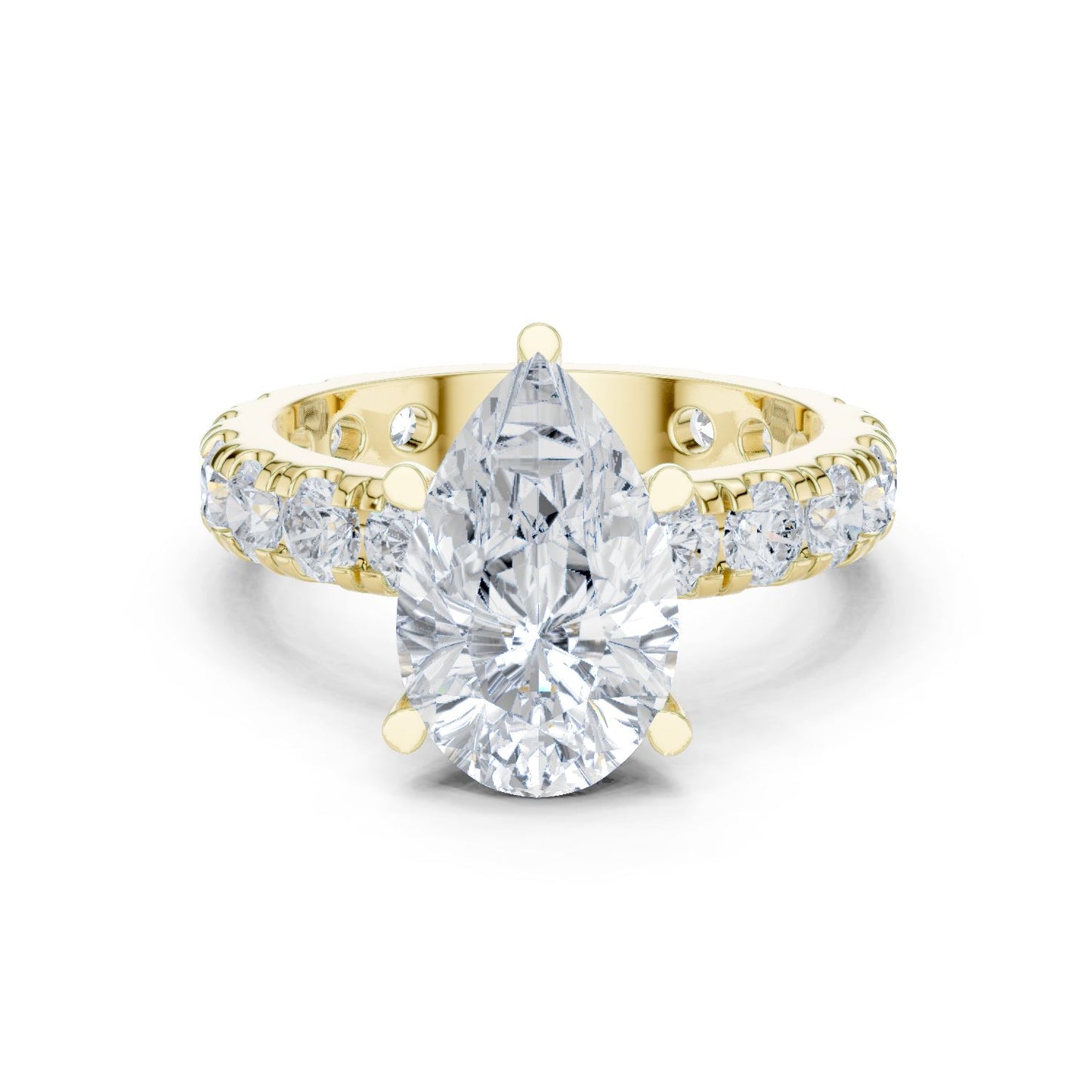 Pear Lab Grown Diamond Pave Engagement Ring