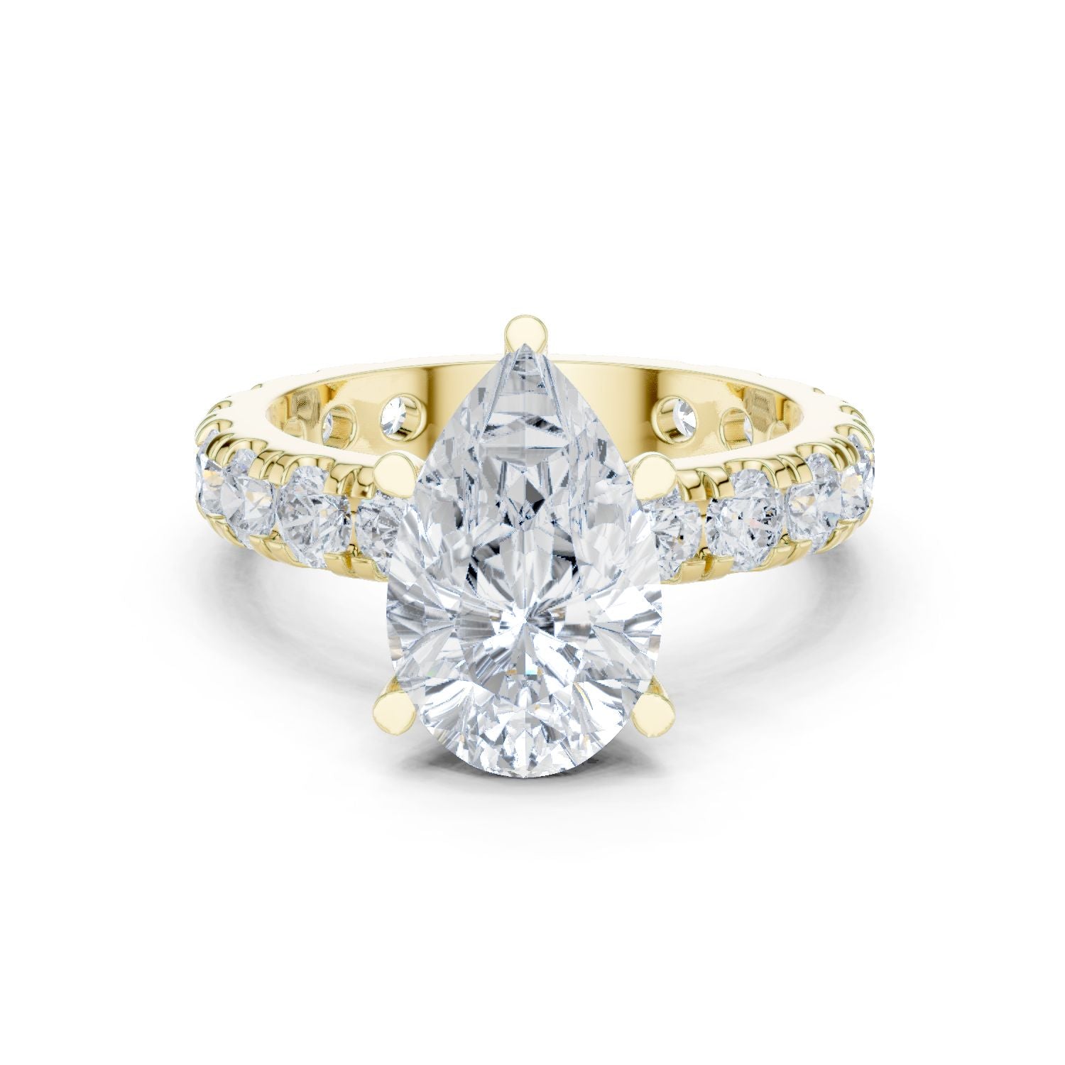Pear Lab Grown Diamond Pave Engagement Ring