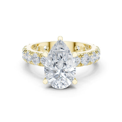 Pear Lab Grown Diamond Pave Engagement Ring