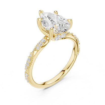 Pear Lab Grown Diamond Pave Engagement Ring