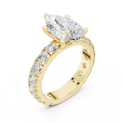 Pear Lab Grown Diamond Pave Engagement Ring