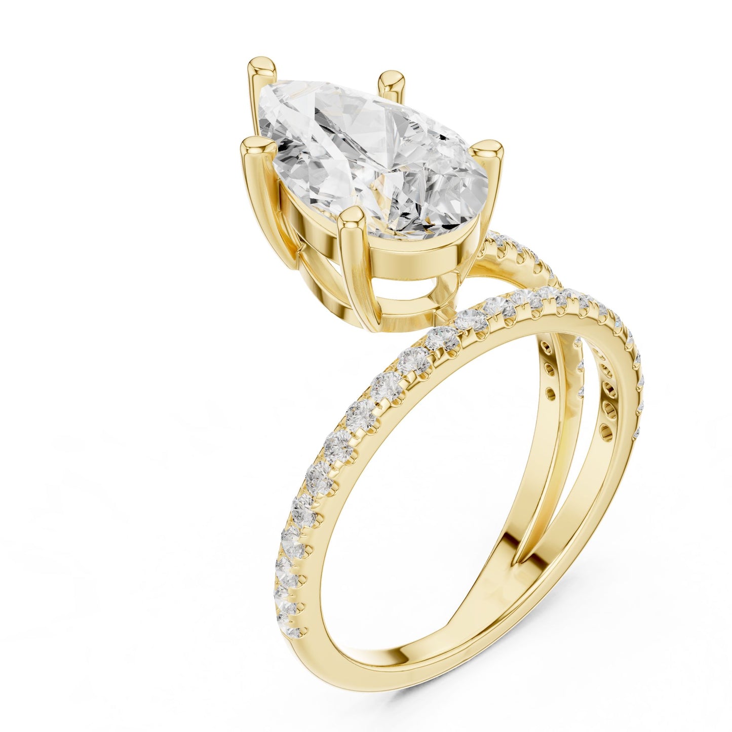 Pear Lab Grown Diamond Pave Engagement Ring