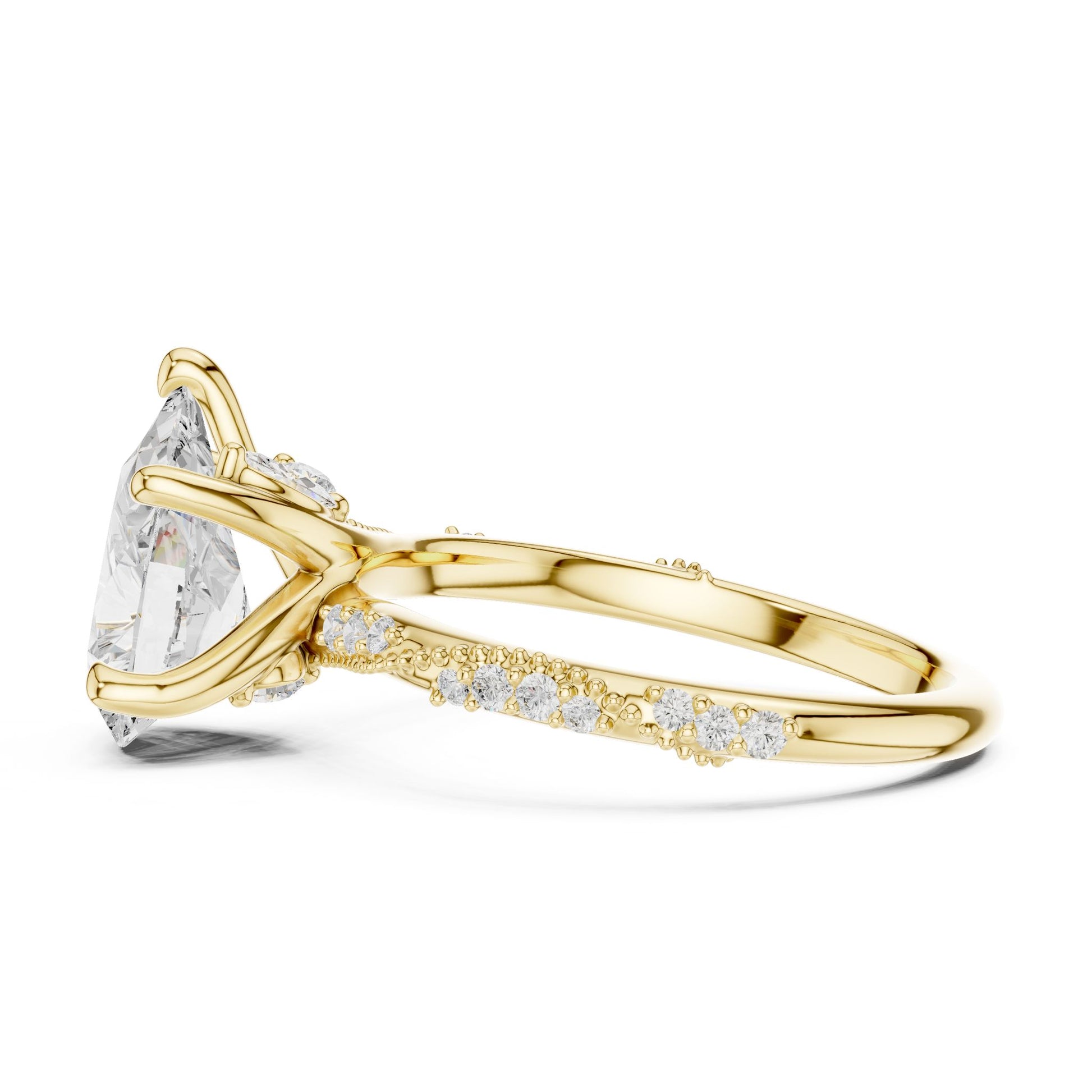 Pear Lab Grown Diamond Pave Engagement Ring