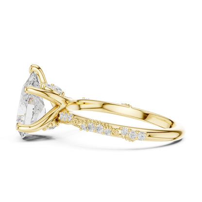 Pear Lab Grown Diamond Pave Engagement Ring
