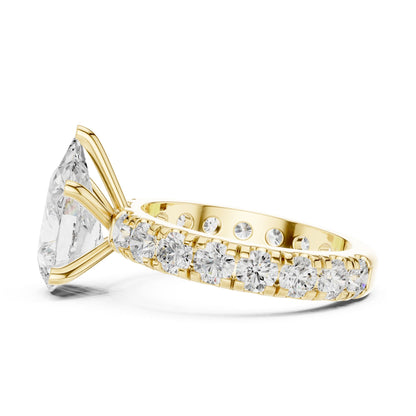 Pear Lab Grown Diamond Pave Engagement Ring