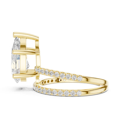 Pear Lab Grown Diamond Pave Engagement Ring