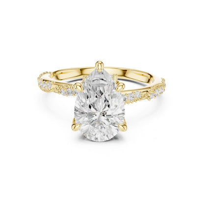 Pear Lab Grown Diamond Pave Engagement Ring
