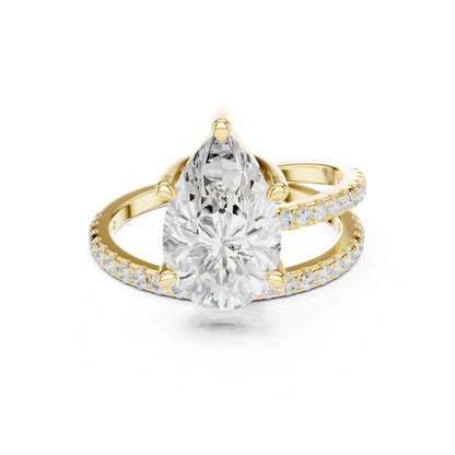 Pear Lab Grown Diamond Pave Engagement Ring