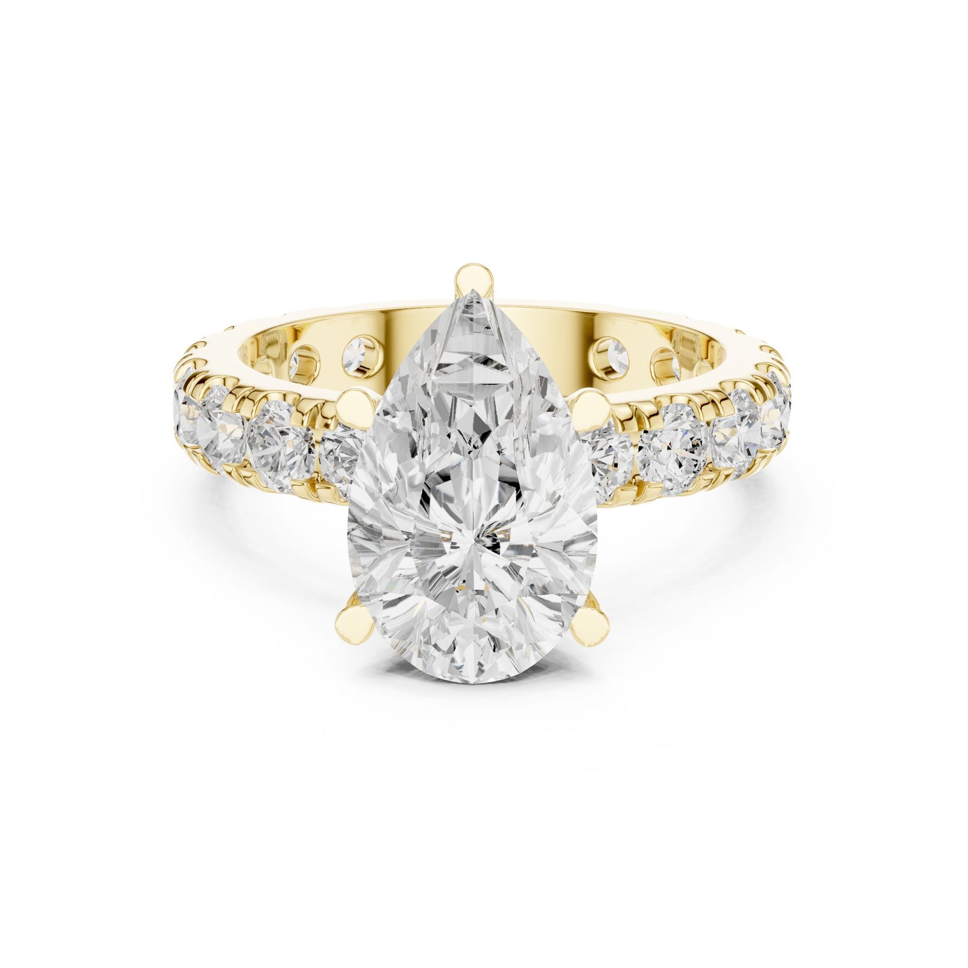 Pear Lab Grown Diamond Pave Engagement Ring