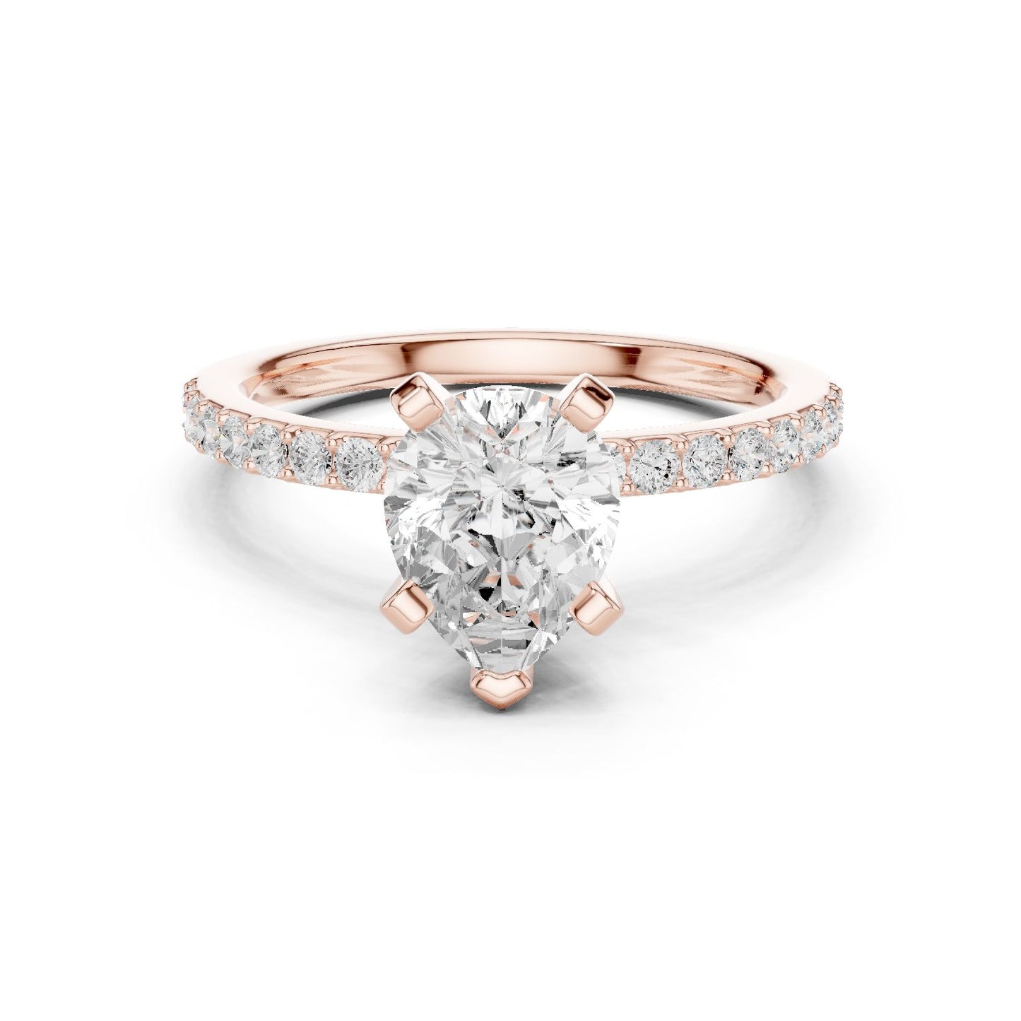Pear Lab Grown Diamond Pave Engagement Ring