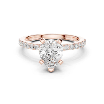 Pear Lab Grown Diamond Pave Engagement Ring
