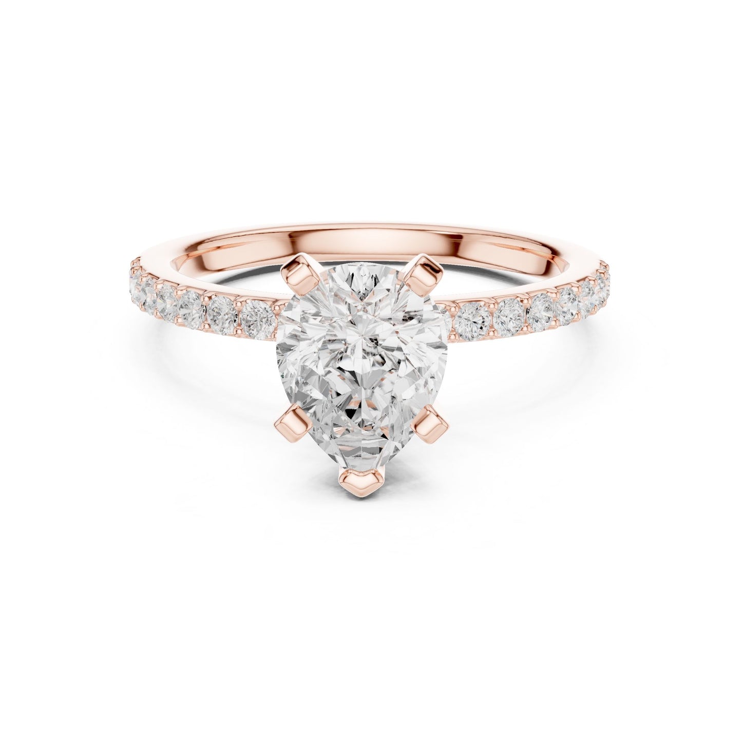 Pear Lab Grown Diamond Pave Engagement Ring