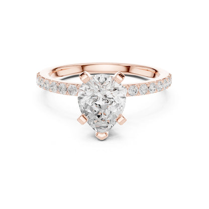 Pear Lab Grown Diamond Pave Engagement Ring