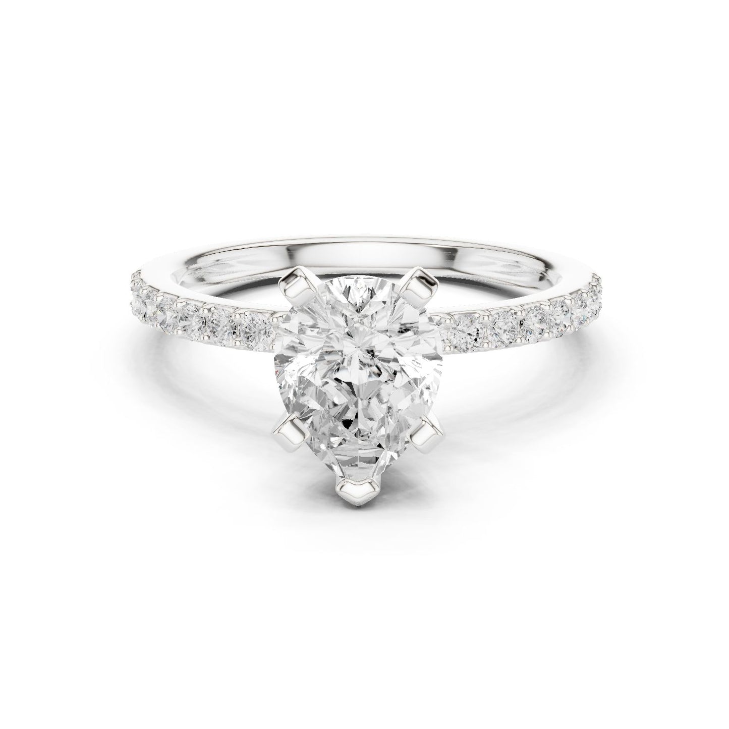 Pear Lab Grown Diamond Pave Engagement Ring